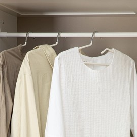 SHIMOYAMA Non-Slip Metal Clothes Hangers - 5 Pack, Space-Saving Short Neck Hangers for T-Shirts, Dresses, Tank Tops (White)