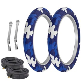 PRO+ Pair of Bicycle TIRE 20" X 2.40" CAMO Dark Blue/Blue/White (2) Tires W/Heavy Duty Tubes & TIRE LEVERS P-1472