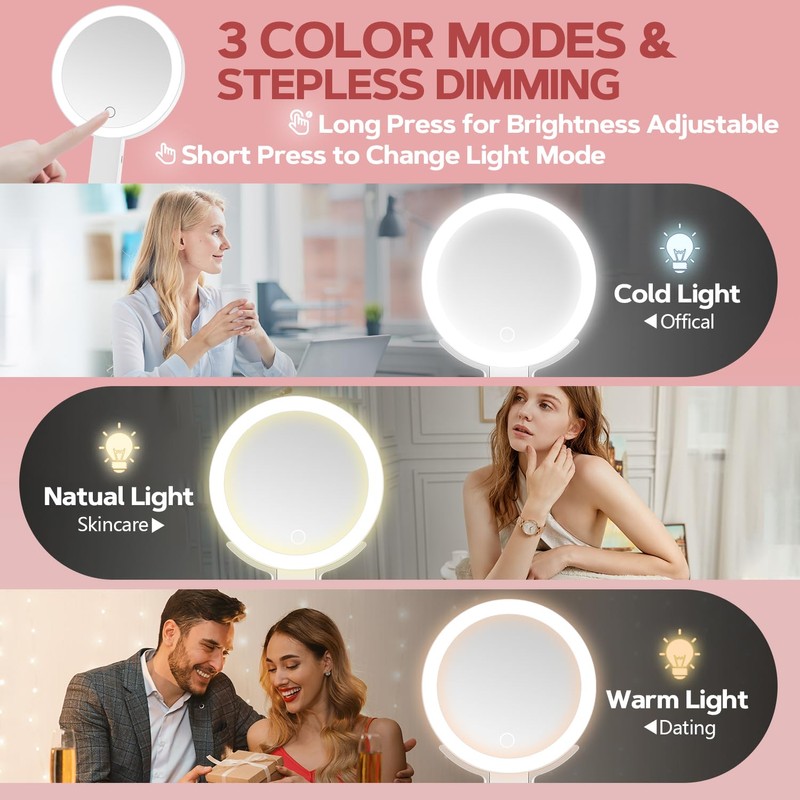 MIYADIVA Lighted Makeup Mirror, 30X Magnifying Mirror with Light and