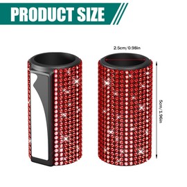 Lyxheth Upright Car Chapstick Holder, Lip Gloss Holder for Car, Sparkling Rhinestone Auto Interior Insulating Lip Balm Holder, Auto Accessories Bling Car Lipstick Holder Fit Most Vehicles (Red)