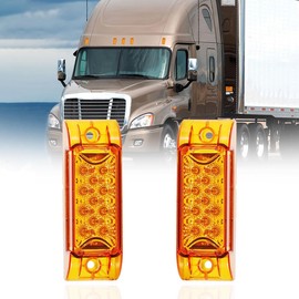 2PCS Led Side Marker Light Fit for Freightliner Cascadia Amber LED Side Marker Turn Signal Cab Parking Light Lamps