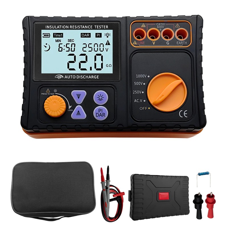 Insulation Resistance Tester 250V/500V/1000V High Definition LCD Display Resistance Meter