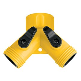Pretul AD-2P, Conector "Y" plástico, válvula de cierre independiente, entrada 3/4"