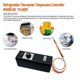 SIIMOO W1609-101 Refrigeration Thermostat Temperature Controller TH-1609 from -30 Degrees F to 90 Degrees F (-34 Degrees C to 32 Degrees C) Capillary Length 5 Ft