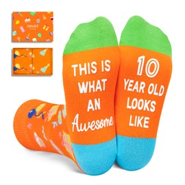 Zmart 10 Year Old Birthday Socks - Gift Box for Tween Boy & Girl - Fun 10th Birthday, Christmas or Stocking Stuffer Present Idea
