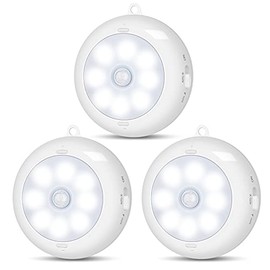 Reoshine Motion Sensor Light Indoor, LED Night Light Closet Lights, Under Cabinet Lights, AA Battery Operated Stick on Wireless Puck Lights for Wall, Step, Stair, Dimmable (3 Pack)