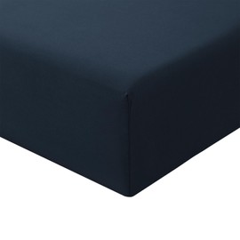 RUIKASI Microfibre Fitted Sheet, Oeko Tex Fitted Bed Sheet, Bed Linen, 30 cm Deep Pocket, Navy Blue, 180 x 200 cm