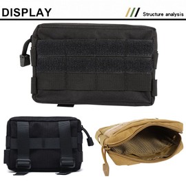 HOANAN Molle Pouches, Tactical Admin Pouch Compact EDC Utility Gadget Gear Pouch Military Carry Accessory Belt Hanging Waist Bag（Black