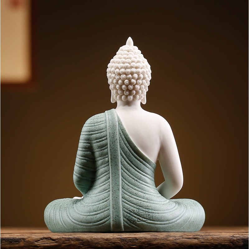 Qinlang 6 inch Small Green Buddha Statue for Home Decor,