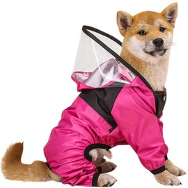Pet Dog Raincoat Waterproof Pet Raincoat Jacket with Transparent Hat Pet Supplies