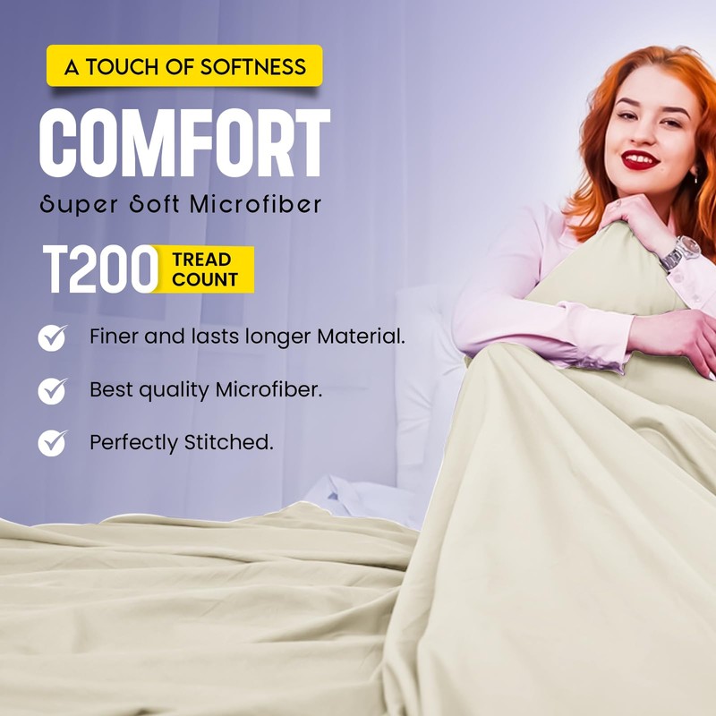 Linens World Microfiber Flat Sheets Super King Size Breathable, Anti