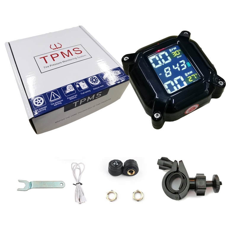 EOHMAK Motorcycle TPMS Wireless Tire Pressure Monitoring System with 2