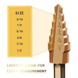 Zhushan Step Drill Bit Set, 3Pcs Set High Speed Steel Titanium Step Drill Bit,Double Cutting Blades,Short Length Drill Bits for Sheet Metal Hole Drilling