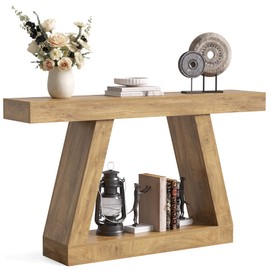 LITTLE TREE 55-Inch Sofa Table with Storage, Farmhouse Console Table for Home, Rectangular Wooden Entryway Furniture for Living Room, Bedroom, Office, Hallway, Oak