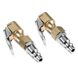 PETCHOR Open Flow Lock on Tire Chuck, 2Pcs Heavy Duty Lock On Tire Chuck with Clip, Brass Air Chuck Open Flow Tire Chuck for Tire Inflator Pressure Gauge Air Pump Compressor Accessories