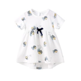 pureborn Baby Girls Dress Short Sleeve Cotton Playwear Swing Dress for Infant Girls 12-18 Months Honey Bee