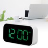 LED Digital Alarm Clock Brightness Adjustable 12/24Hr White Shell Green
