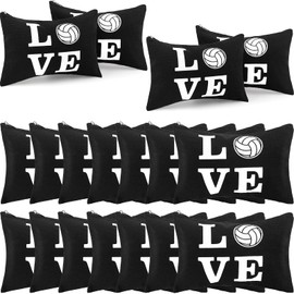 Bolsa de voleibol de 18 piezas, bolsa de maquillaje, organizador de viaje para mujeres, regalos de voleibol, pequeñas bolsas de voleibol con cierre, bolsa de lona para equipo de voleibol, bolsa de almacenamiento lindo estuche de cosméticos para jugadores