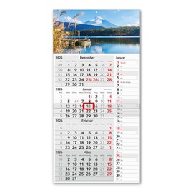 Timr 4-Month Calendar Striped Calendar 2026 - Wall Calendar 4 Months with Slider - 60 cm Four-Month Calendar to Enter I tr323