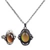Prettyia Conjunto De Anillo De Collar De Piedras Preciosas Ovaladas,
