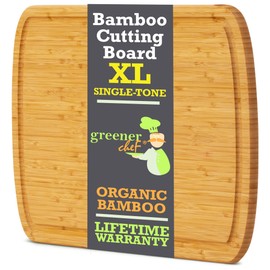 GREENER CHEF 18 Inch Extra Large Bamboo Cutting Board with Lifetime Replacements - Wood XL Cutting Boards for Kitchen - Organic Wooden Butcher Block and Chopping Board for Meat and Vegetables