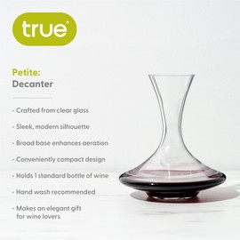 True Petite Wine Decanter, Glass Carafe, Red and White Wine, Wine Aeration, Bar Gadgets, Wine Lover Gifts, Holds 1 Standard Bottle, 28 oz