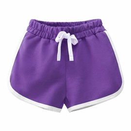 YAQUEKOU Pantaloncini corti da bambina e ragazzo, in cotone, pantaloncini corti per bambini, pantaloni corti, per adolescenti, ragazze, estivi, palestra, 2-15 anni, Lilla, 13-15 Jahre