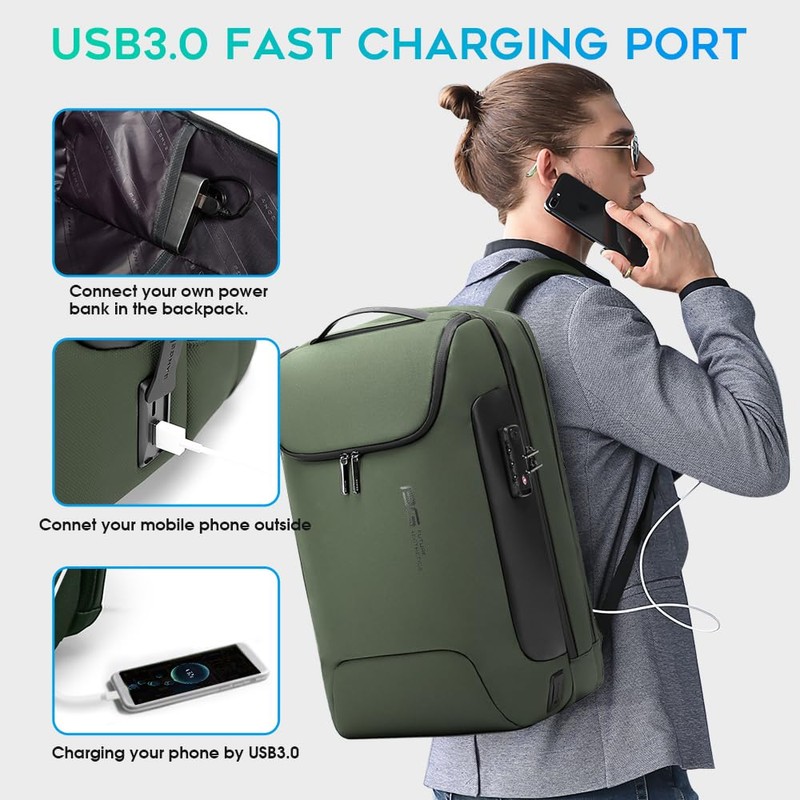 BANGE Anti-Theft Backpack,Tech Backpacks, 17 Inch Laptop Backpack with USB3.0