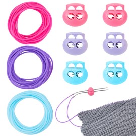 NBEADS 9 m Solid Cords, 2 mm Hollow Rubber Tube Knitting Barber Cord with 5.5 mm Hole Needle Plug for Holding Stitches Bracelet Necklace Beading Embroidery Colourful