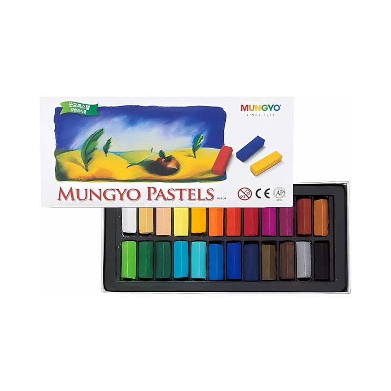 Mungyo Non-Toxic Square Soft Pastel Set - 24 Vivid Colors,