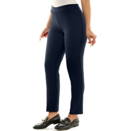 Zac & Rachel Women's Pull-On Ankle Pants with Band, Navy Blue, 10