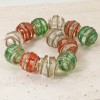 Hackberry Creek Set of 12 Christmas Lampwork Beads, Red, Green,