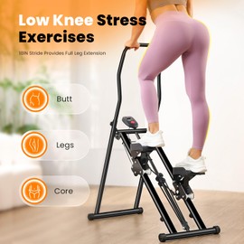 BODYWAKER Vertical Climber, Pro Stair Stepper for Full-Body Workout, Compact & Foldable Cardio Exercise Stair Climber with Extended Step Range, Improved & Adjustable Handlebar & Pedals.