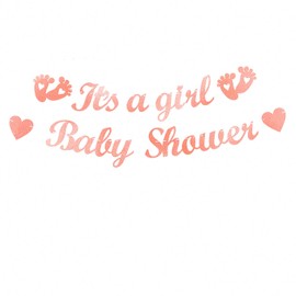 bng-bng It's a Girl Baby Shower Banner Bunting for Baby Girls Shower Party Decorations for Gender Reveal Decoration Photo Props Backdrop Supplies Rose Gold