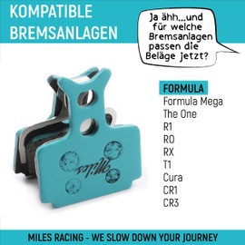 Miles Racing disc brake pads - semi metallic - Formula Mega,The One,R1,RX, RO