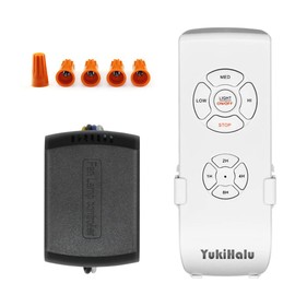 YUKIHALU 3-in-1 Small Size Universal Ceiling Fan Remote Control Kit, 4 Countdown Timing 3 Fan Speeds and Light ON/Off, Wireless Remote and Receiver Kits for Ceiling Fan Lamp