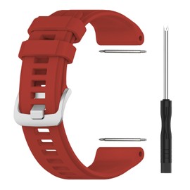 TopPerfekt Sport Bands Compatible With Garmin Descent G1 Solar Watch, Soft Silicone Adjustable Replacement Strap - Red
