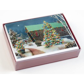 Box of Country Light Christmas Cards - 15 Cards & 16 Foil Envelops