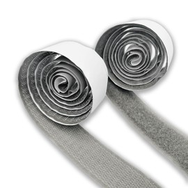 1 Inch Wide Light Gray Hook & Loop Adhesive Tape - 1 Yd Length Self Sticky Heavy Duty Tan Fastener Tape for Window Fixing, Mosquito Net, Carpets & DIY Projects