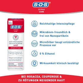 SOS Derma Care Anti Rötungen Creme (6x50 ml) - reduziert Hautrötungen im Gesicht – intensive Gesichtspflege gegen Rosacea, Couperose, rote Äderchen & Neurodermitis - mit MicroSilber