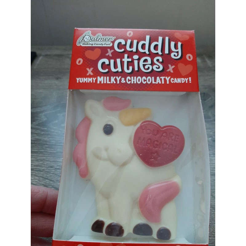 Palmer Cuddly Cuties Unicorn White Chocolate Valentines Day Candy Figure