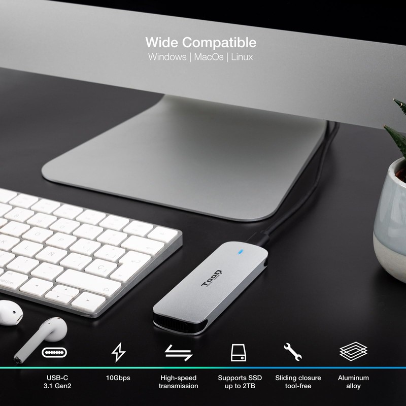 TOOQ TQE-2202S - External Aluminum Enclosure for M.2 NGFF SSD