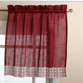 Kitchen Curtains for Windows ✅ 40+ Styles & Colors ✅ Swag, Valance, Tier Sets & Panels ✅ Cafe Curtains for Farmhouse, Rustic, Modern Décor, Salem Burgundy, 24" Tier