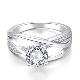 Starnny Women's Rings Sterling Silver 925, Engagement Ring, 3A Cubic Zirconia, White Gold Ring, Gift for Women, Silver, Cubic Zirconia