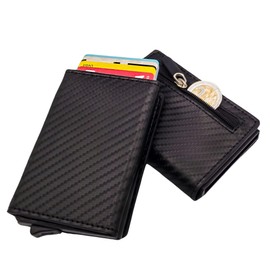 GERTHO SlimWallet 2.0 - Smart & Elegant with Coin Compartment + 12 Cards, carbon, Modern, minimalist