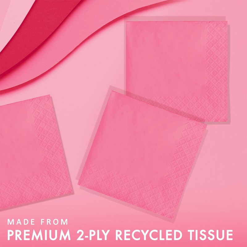 Creative Converting 803042B Bright Pink Beverage Paper Napkins, 50 Pcs