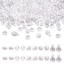 500Pcs Clear Bicone Teardrop Acrylic Beads Transparent Rondelle Round Cube Acrylic Beads for DIY Necklace Bracelet Earring Jewelry Making