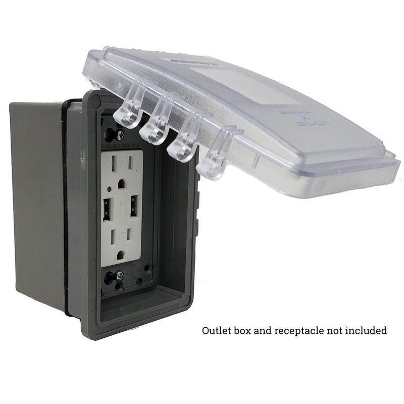 Sealproof Slim 1-Gang Weatherproof Shallow Outdoor Outlet Cover | Lockable,