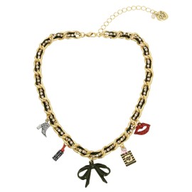 Betsey Johnson Womens Going All Out Charm Necklace