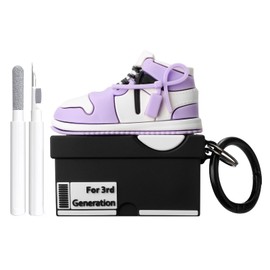 Maxjoy for Airpods 3rd Generation Case, Cute 3D Box Case Compatible with Airpods 3 Case Cover, Shockproof for Airpods 3 Case Men Women with Cleaner Kit & Keychain-Fumigation Purple